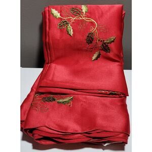 Poinsettia Holiday Christmas Table Cloth 60'x120" Embroidered Bed Bath Beyond